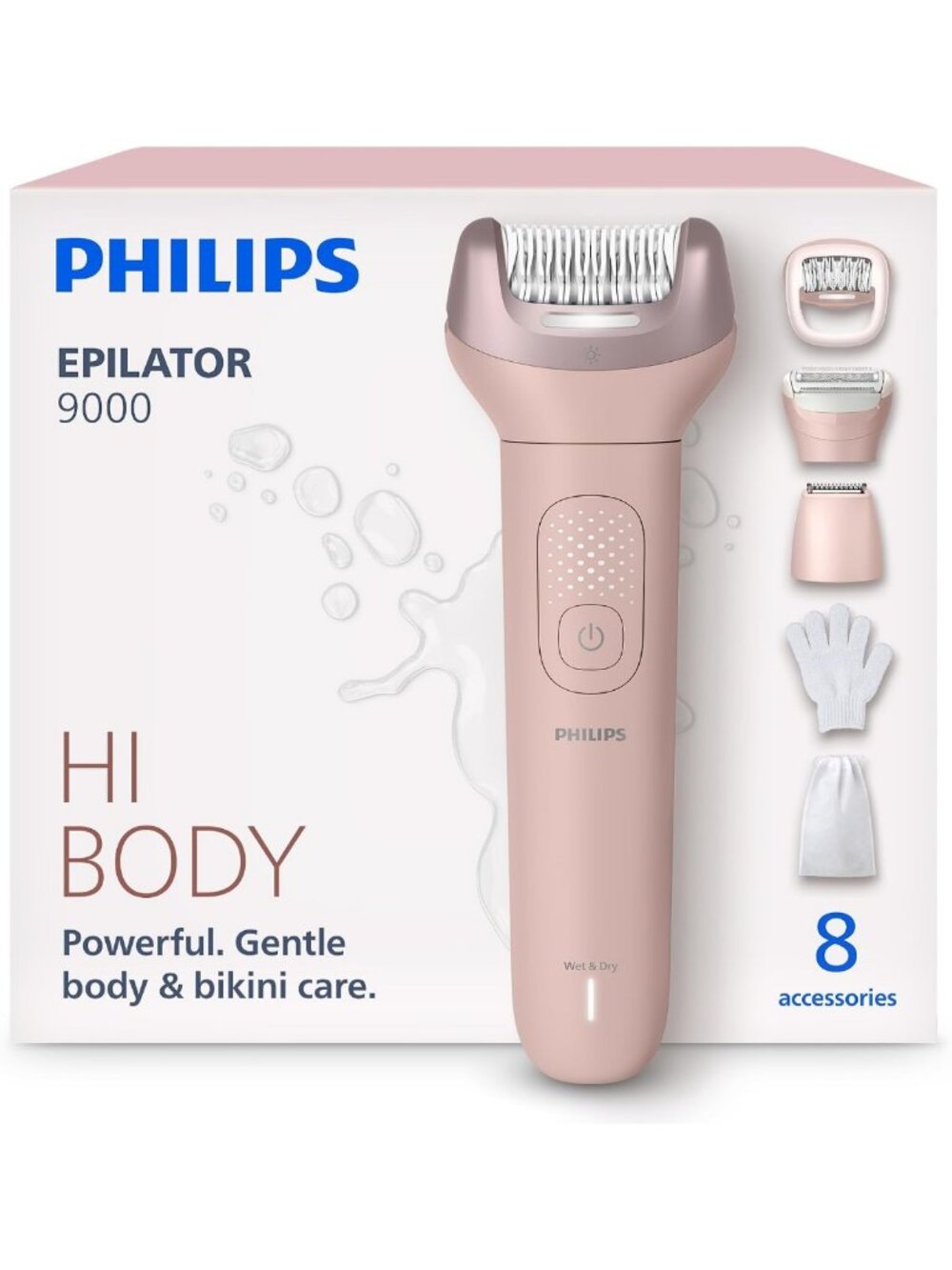 Cordless Wet & Dry Electric Epilator for Hair Removal, 8 Accessories, 60 Min